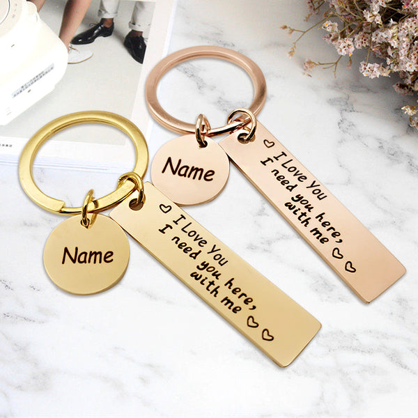 Custom Engraved Keychain, Love You Personalized Keychain For Him Or Her - Oarse