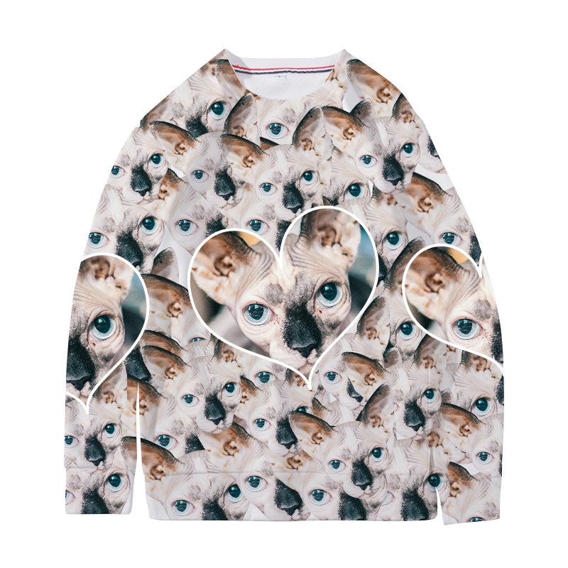 Custom Pet Face Heart Sweatshirt - Oarse