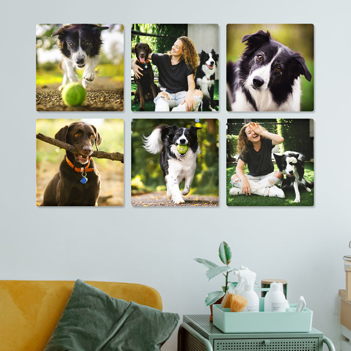 Multi-Panel Personalized Pet Photo Canvas Wall Art Sets Customized Dog Portraits Painting Pictures - OARSE