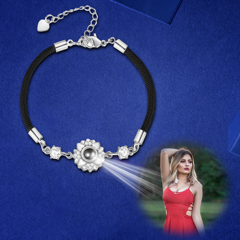 Sunflower Personalized Photo Projection Bracelet Braided Rope Bracelet - Oarse