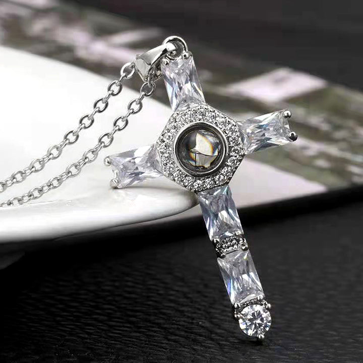 Photo Projection Necklace For Him Custom Cross Necklace Mens - Oarse