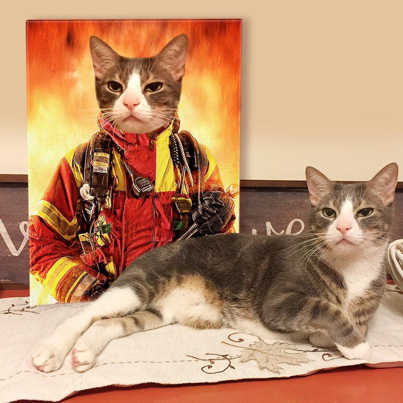 Personalized Pet Firefighter Canvas - Oarse