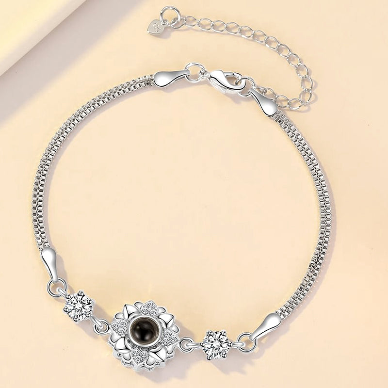 Sunflower Personalized Photo Projection Bracelet Braided Rope Bracelet - Oarse