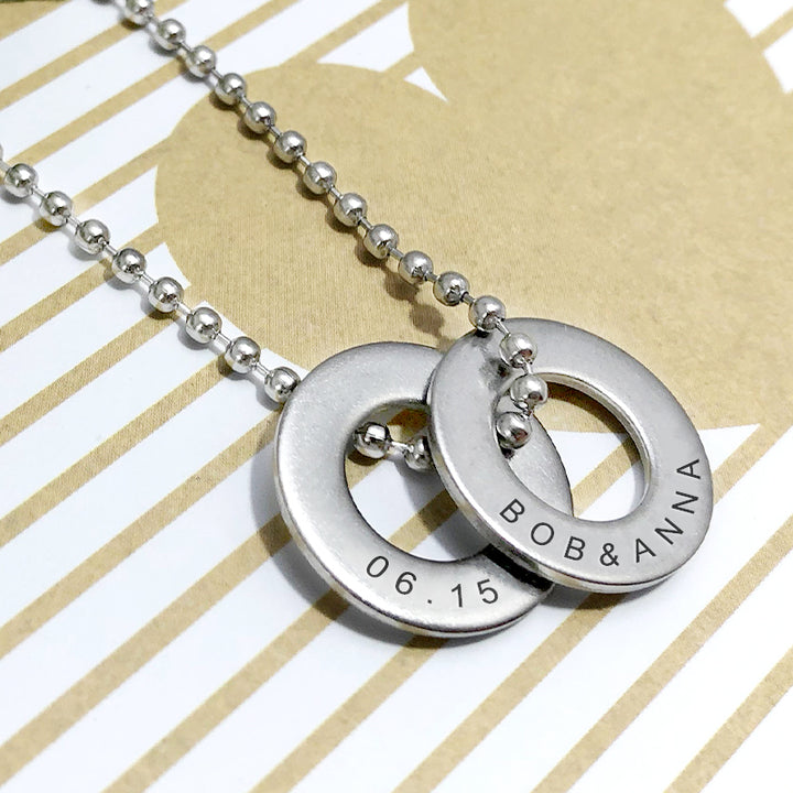 Circle Necklace With Names, Mens Personalized Necklace - Oarse