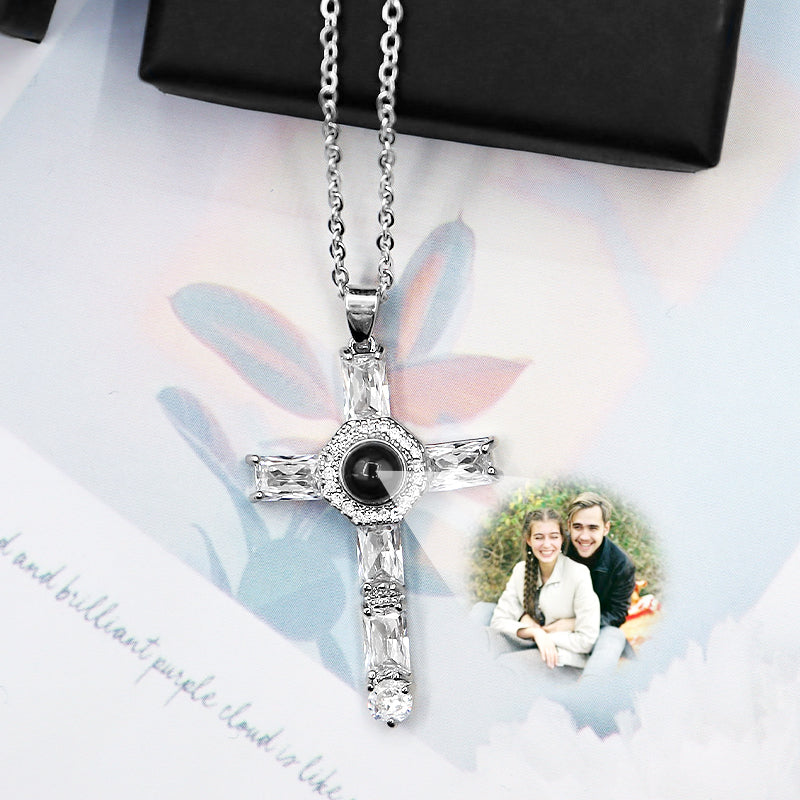 Photo Projection Necklace For Him Custom Cross Necklace Mens - Oarse