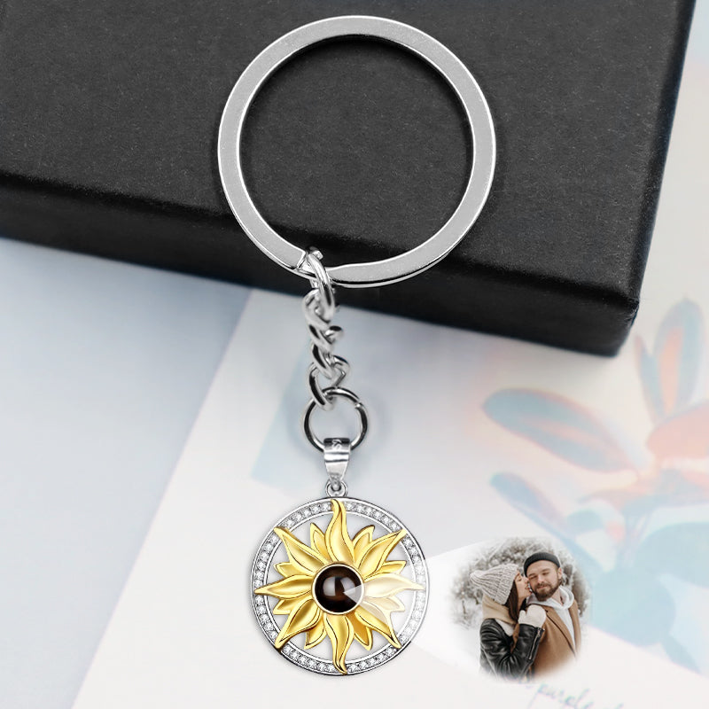 Sunflower Personalized Projection Keychain Photo Projection Keychain For Him Her - Oarse