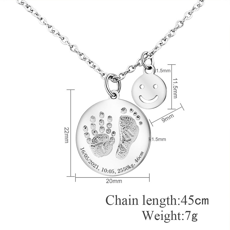 Baby Birth Card Name Engraved Necklace, Smile Personalized Memorial Jewelry - Oarse