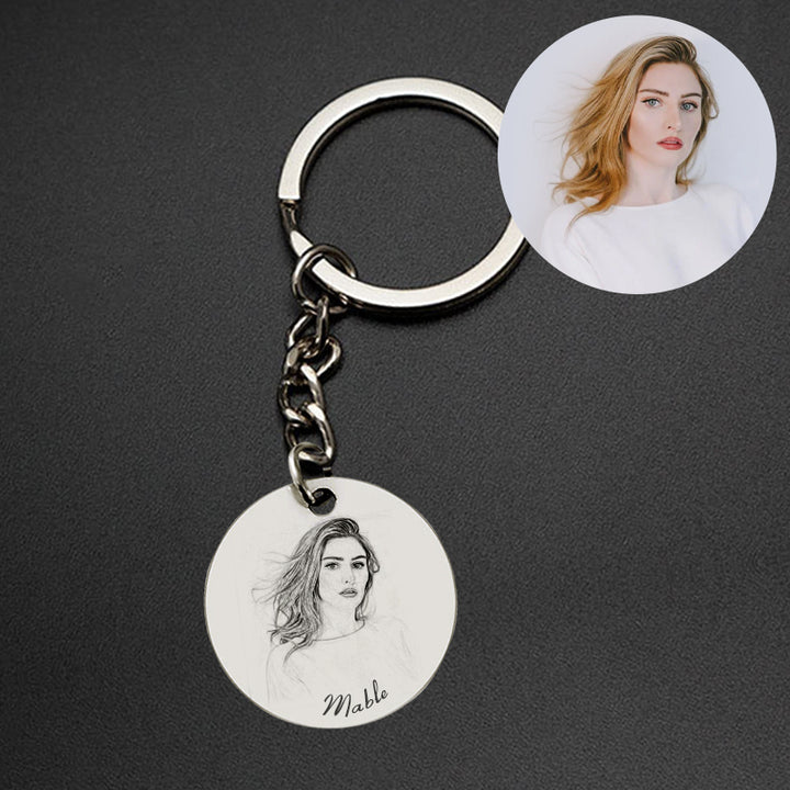 Sterling Silver Photo Engraved Keychain For Him, Her - Oarse