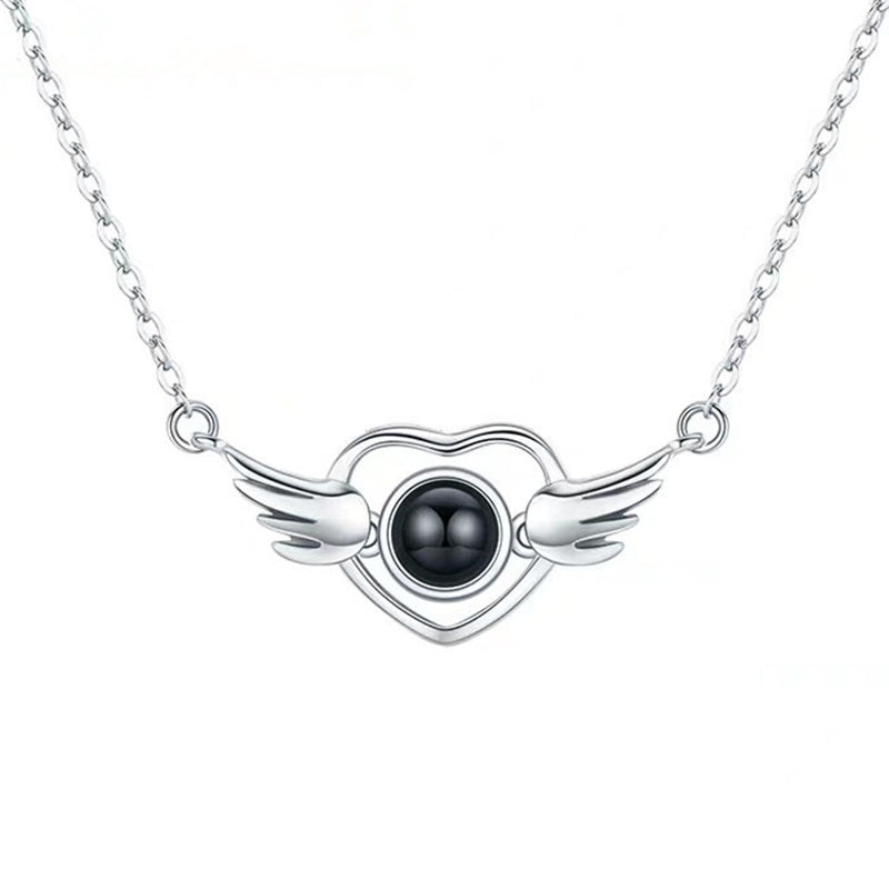 Heart Necklace With Wings Custom Projection Necklace - Oarse