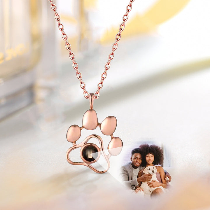 Personalised Photo Projection Necklace, Paw Custom Photo Projection Necklace - Oarse