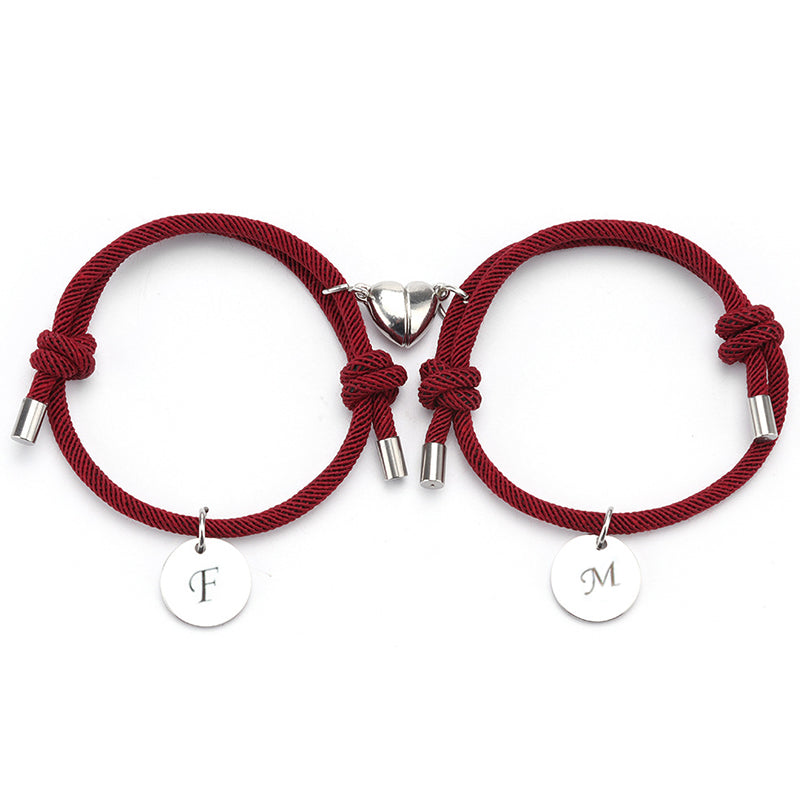Personalized Couple Magnetic Bracelet With Initials, Package Two Bracelets - Oarse