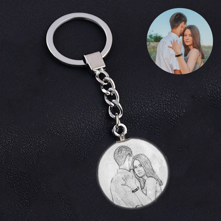 Photo Moon Lamp Keychain Personalized Keychains For Couples - Oarse