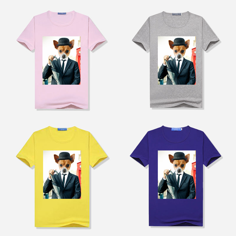 British Gentleman Custom Pet Image Women T Shirt - Oarse
