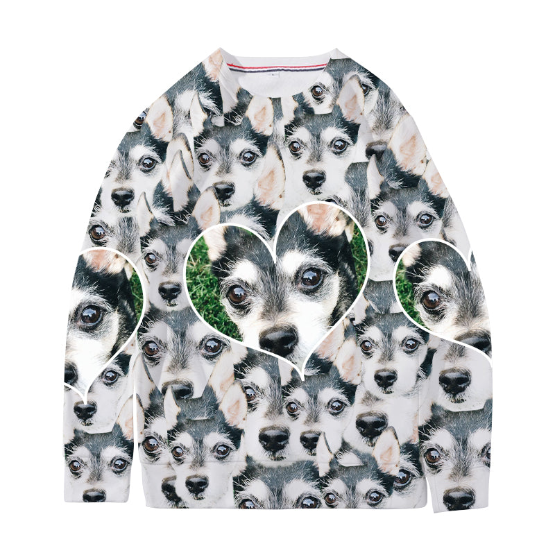 Custom Pet Face Heart Sweatshirt - Oarse