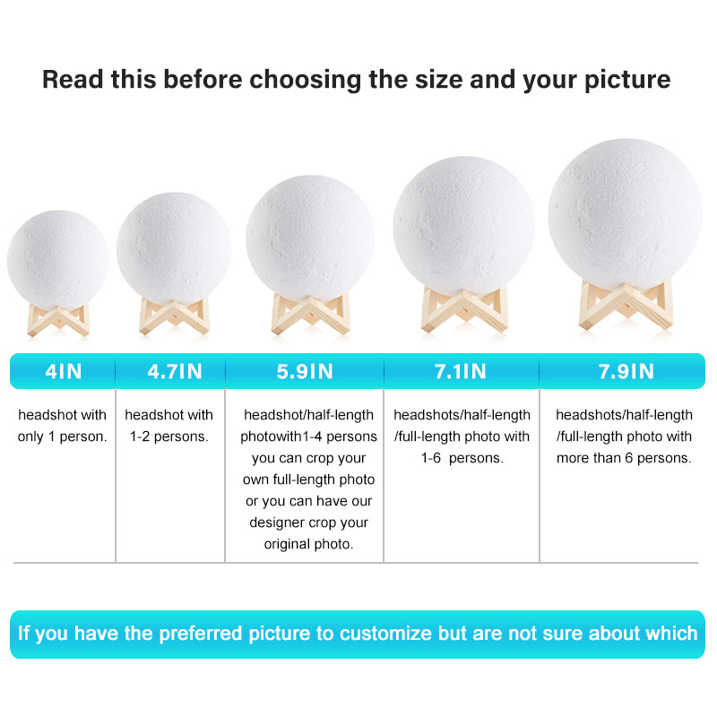 Custom Pet Photo 3D Moon Lamp 16 Colors - Oarse