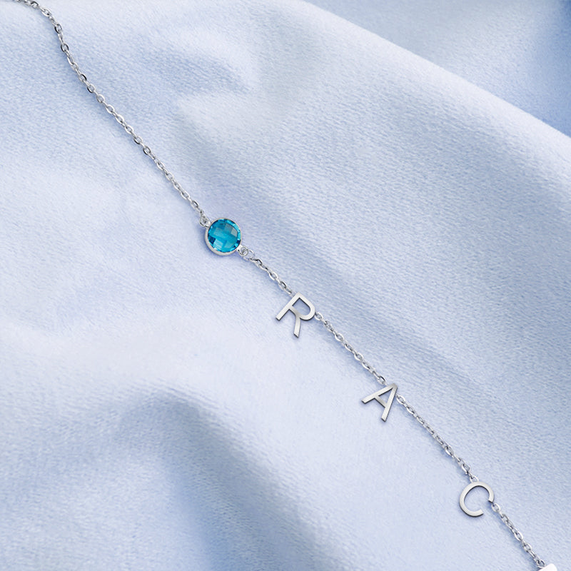 Initials Name Pendant Necklace, Birthstone Customized Name Pendant - Oarse