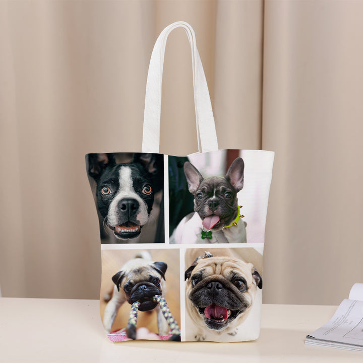 Custom Collage Pet Photo Canvas Tote Bag - Oarse