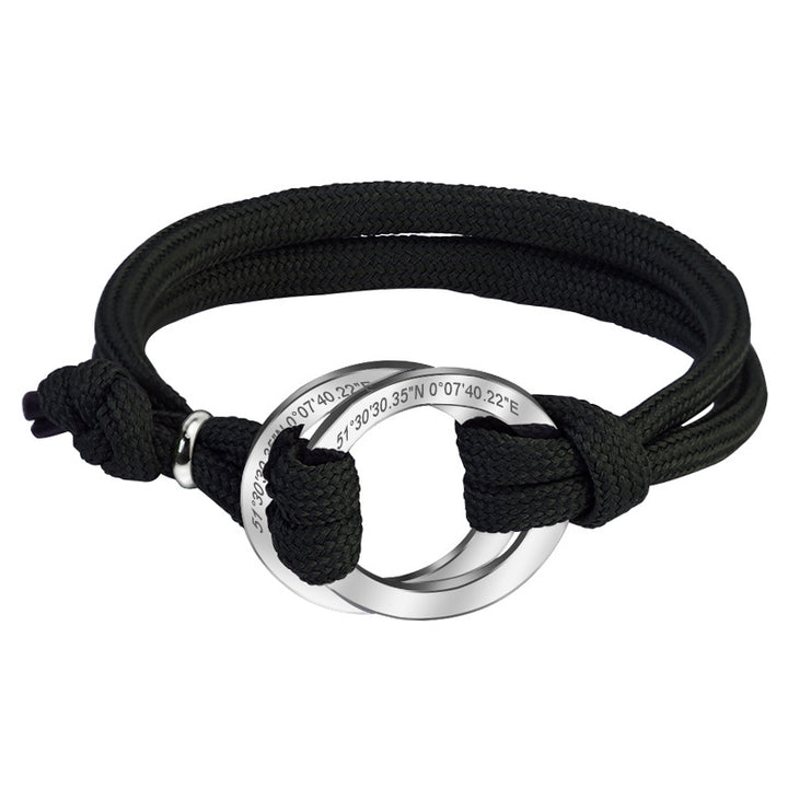 Custom Washer Bracelet Longitude Latitude Coordinates Bracelet For Him - Oarse