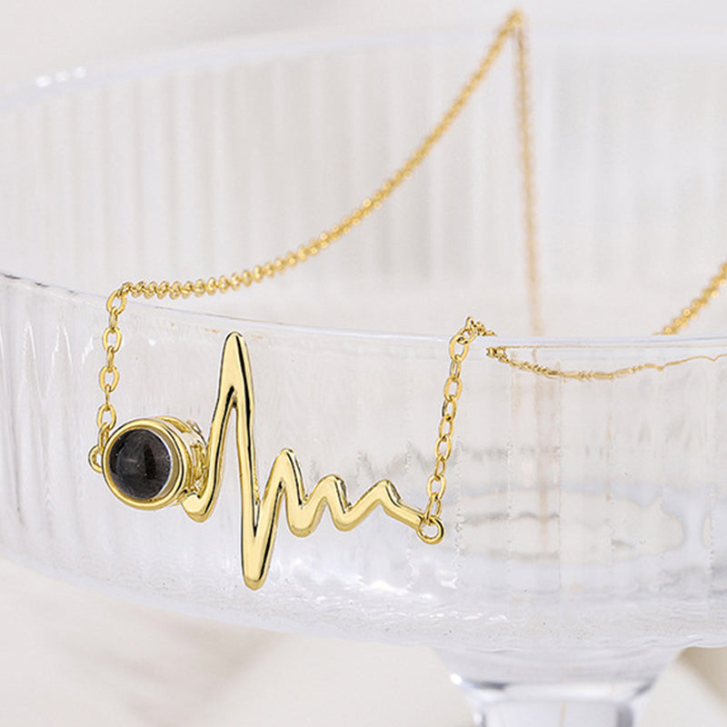 Custom Heartbeat Necklace EKG Photo Projection Jewelry - Oarse