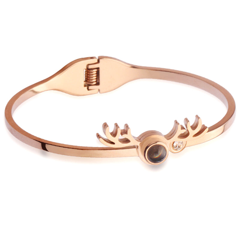 Antlers With Rhinestone Photo Projection Bracelet Custom Picture Bracelet - Oarse