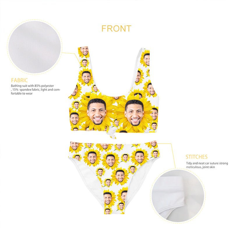 Sunflower Custom Bathing Suit With Face Plus Size Bikini Swimsuits - Oarse