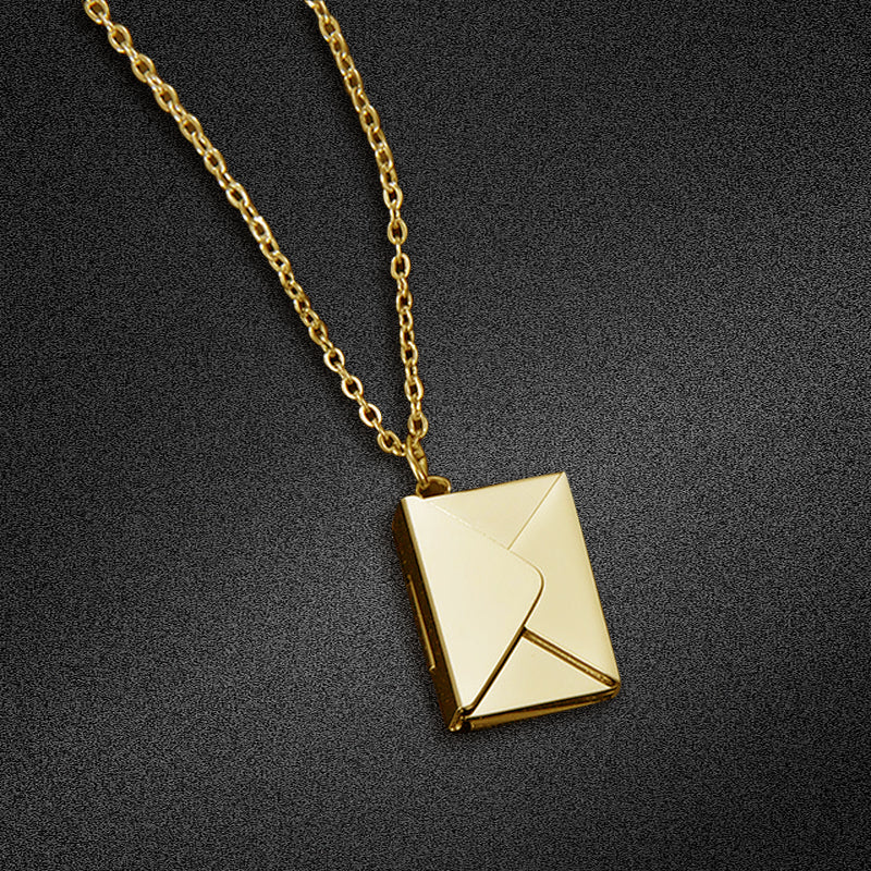Envelope Locket Engraved Jewelry, Custom Engraved Necklace for Her - Oarse