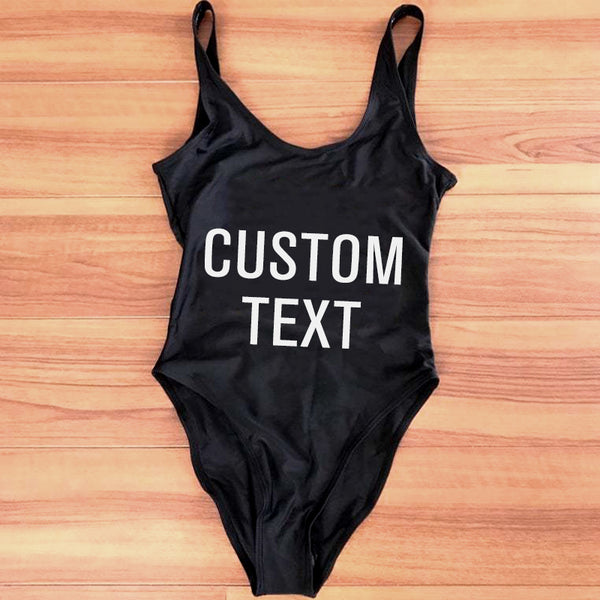 Custom Made Bathing Suits With Text, Custom Print Swimsuit - Oarse