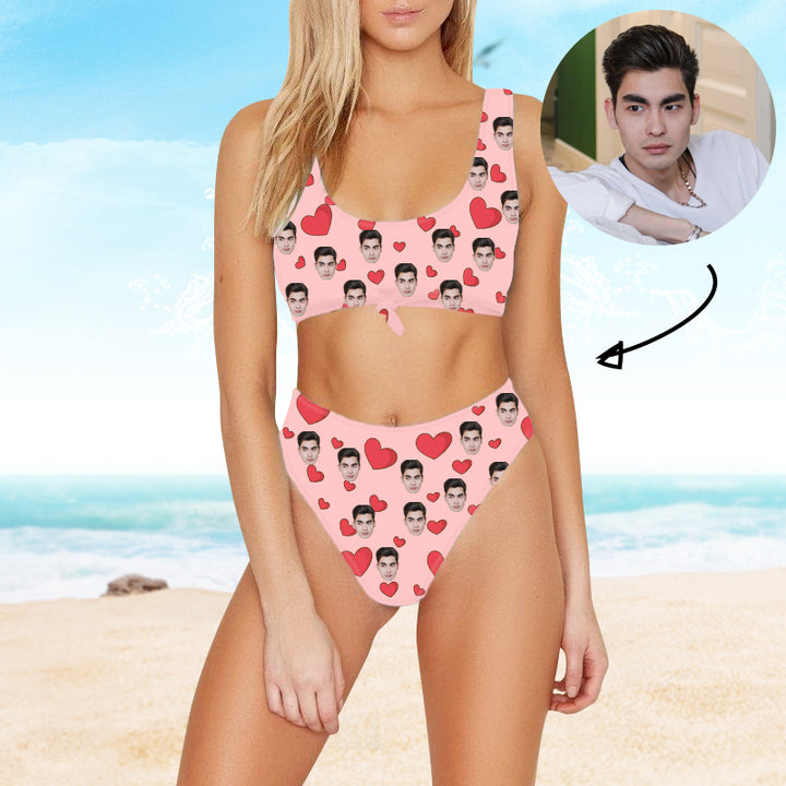 Custom Swimsuit With Face Heart, Women'S Two Piece Bathing Suits - Oarse