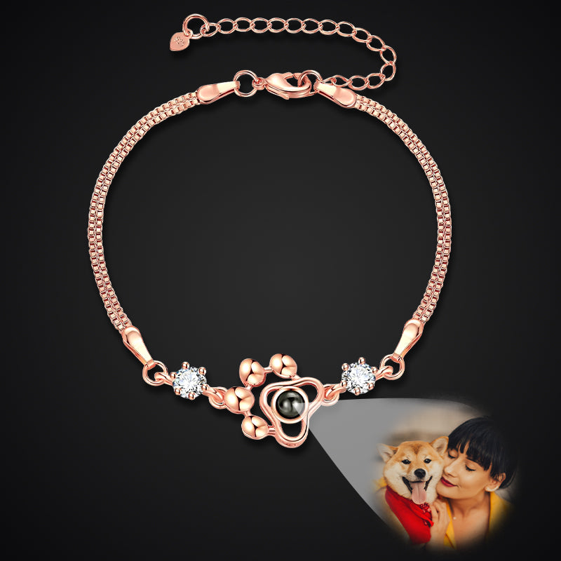 Pet Paw Personalized Photo Projection Bracelet, Picture Hidden Projection Bracelet for Pet Lovers and Owners - OARSE