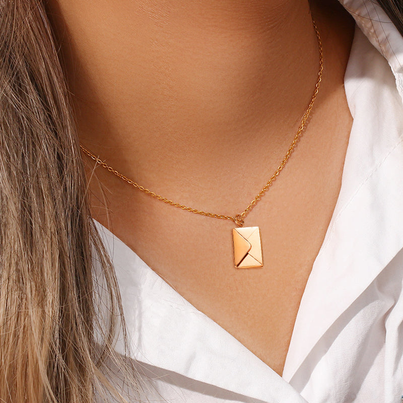 Envelope Locket Engraved Jewelry, Custom Engraved Necklace for Her - Oarse