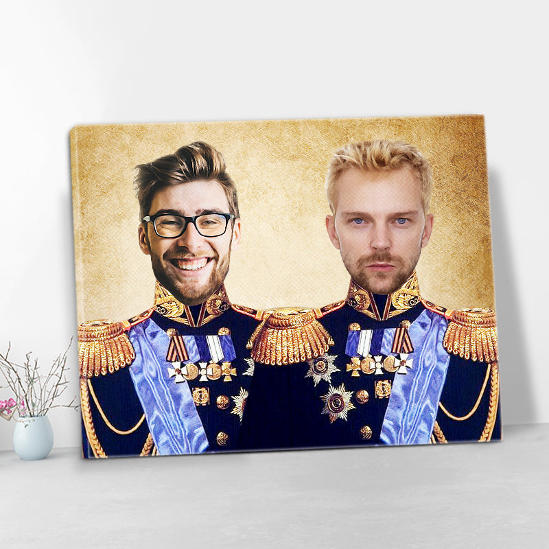 The Brothers In Arms Pet Military Portraits, Custom Pet And Owner Painting - Oarse