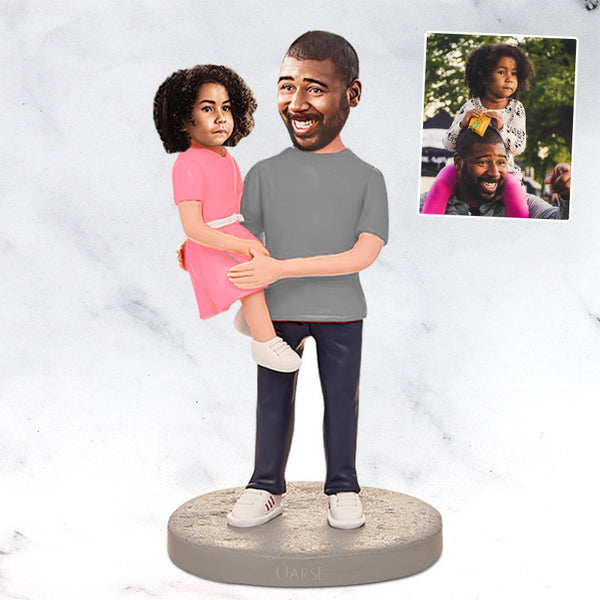 Father And Daughter Personalized Bobblehead Dolls, Custom Made Bobblehead Dolls - Oarse