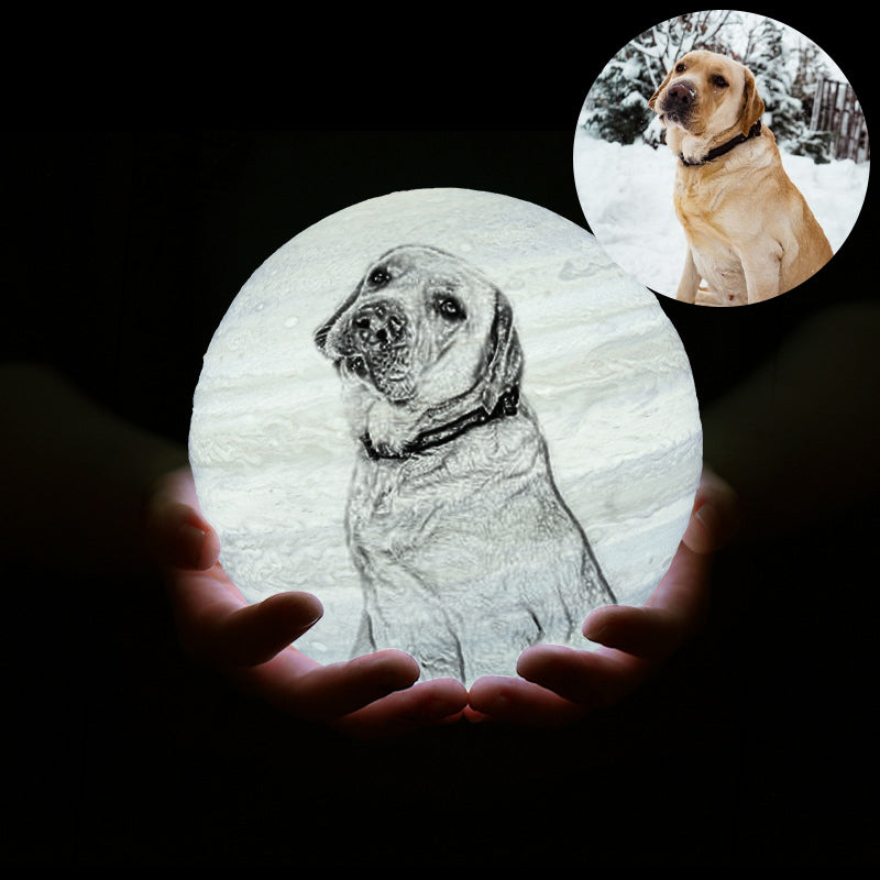 Personalized Pet Photo Engraved Planet Moon Lamp - Oarse