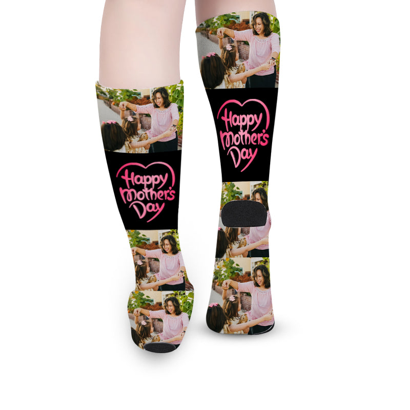 Custom Happy Mother's Day Photo Socks - Oarse