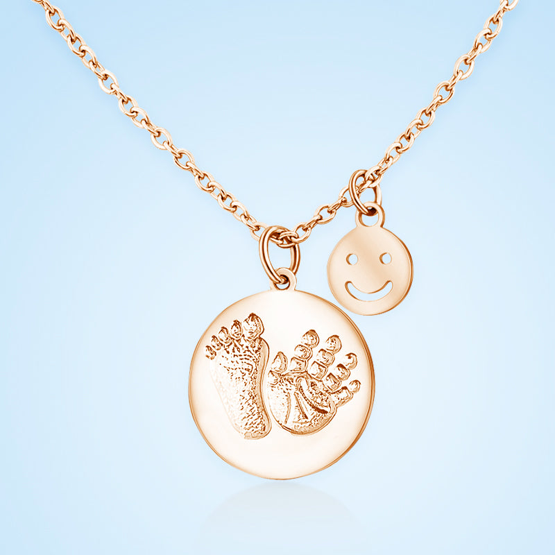 Baby Birth Card Name Engraved Necklace, Smile Personalized Memorial Jewelry - Oarse