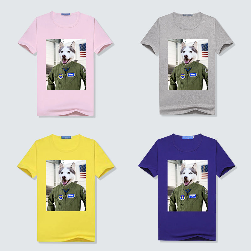 Fighter Pilot Custom Pet Face Women T Shirt - Oarse