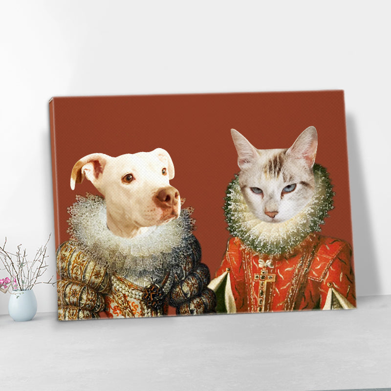 Custom Princesses Pet Portrait Canvas, Royal Pet And Owner Portraits - Oarse
