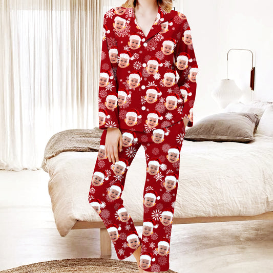 Custom Christmas Pajamas Xmas Snowflake Pj Pants With Face On Them - Oarse