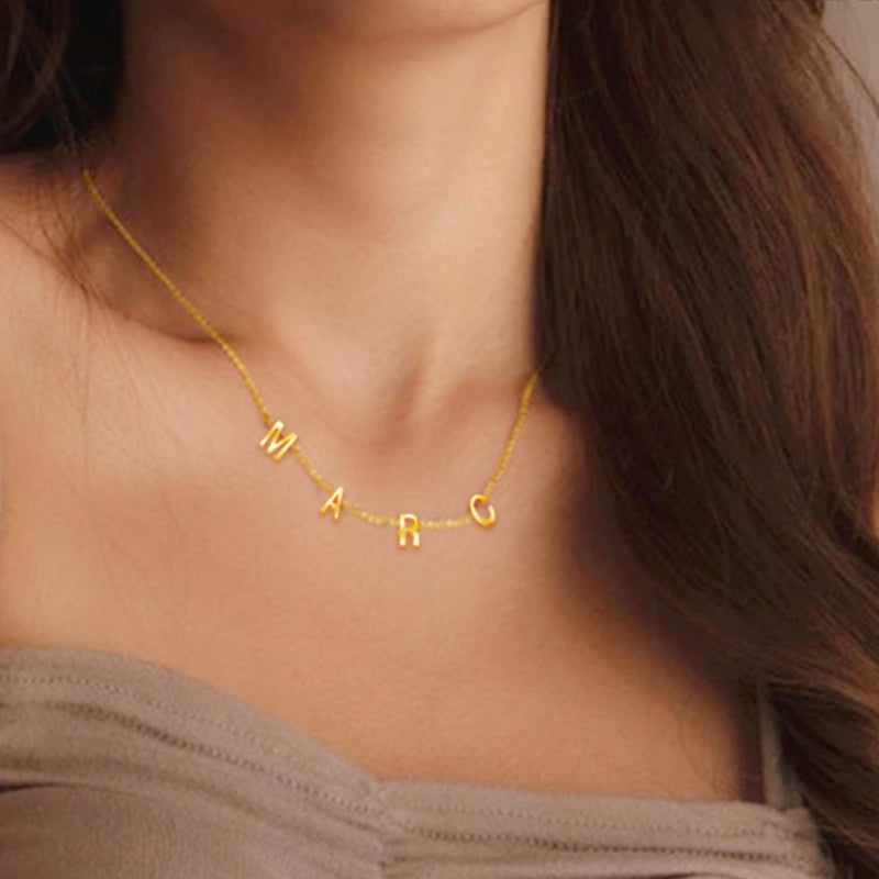 Dangle letter name necklace diamond Clearance