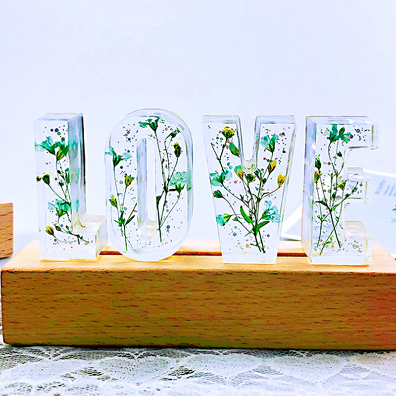 Roses And Epoxy Resin Night Lamp, Name Night Light - Oarse