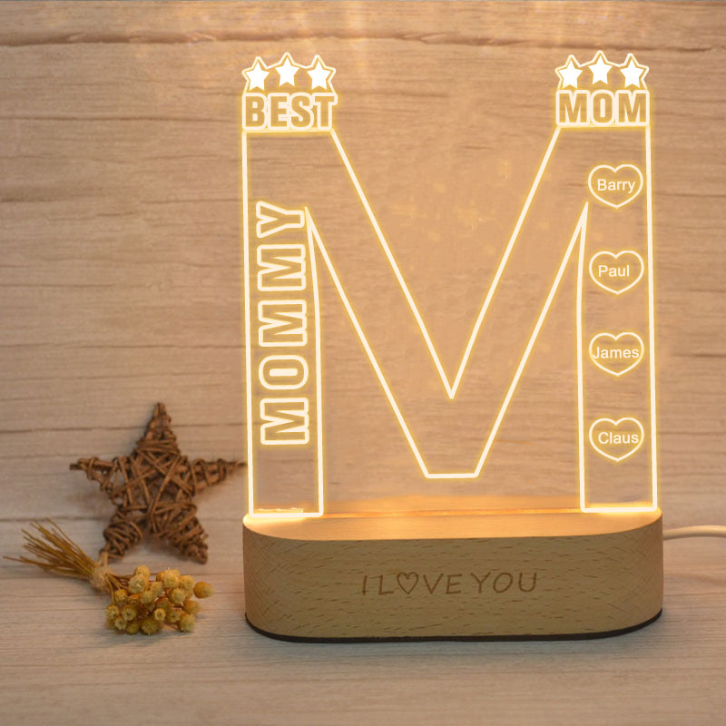 Best Mom Name Night Light, Kids Name Night Light For Mother - Oarse