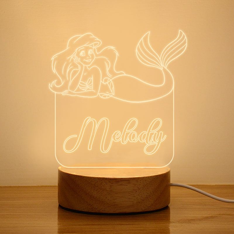 Mermaid Personalized Name Night Light For Kids - Oarse