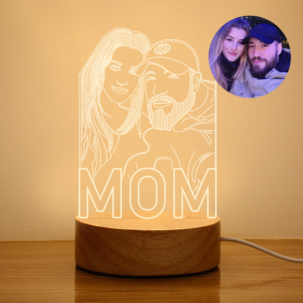 Custom Photo Light For Mom, Custom 3D Lamp For Dad, Mom - Oarse