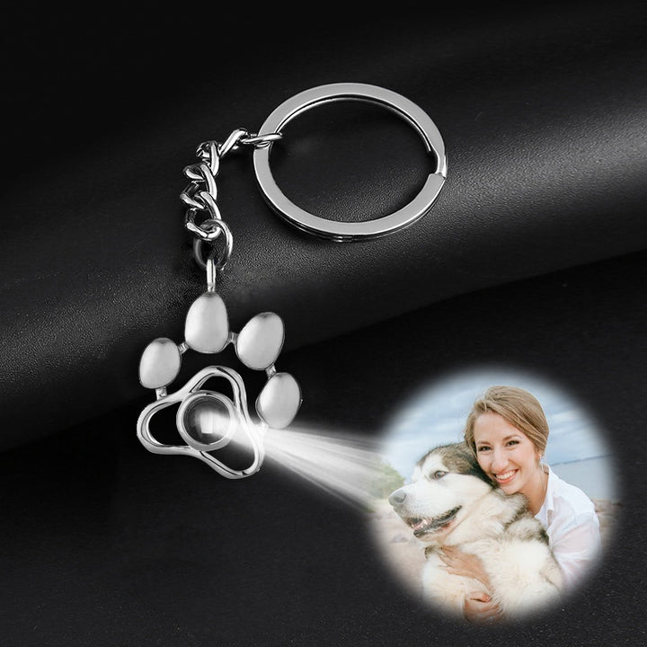 Paw Photo Projection Keychain For Couple And Pet - Oarse