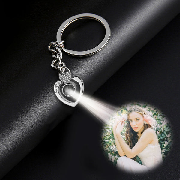 Double Heart Keychain Photo Projection Keychain For Her, Him - Oarse