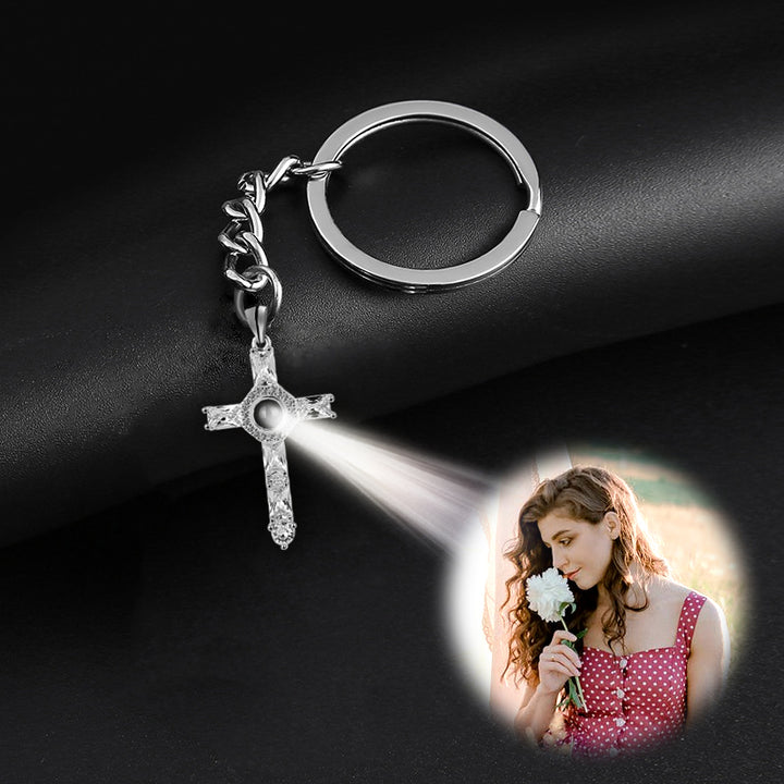 Personalized Cross Keychain Photo Projection Keychain For Boyfriend - Oarse