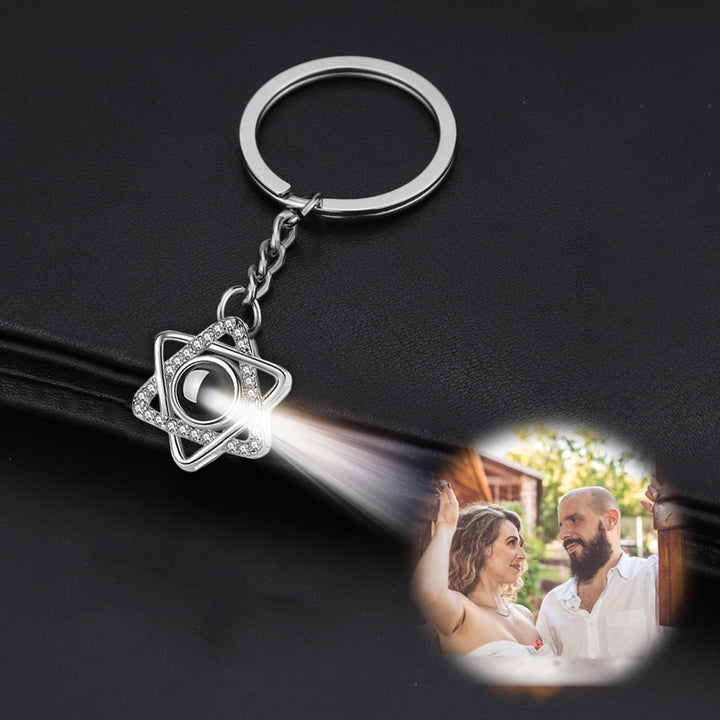 Star Of David Picture Projection Keychain, Personalized Keychain For Boyfriend Girlfriend - Oarse