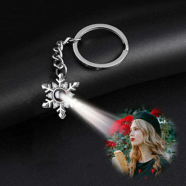 Snowflake Photo Projection Keychain, Personalized Keychains For Her - Oarse