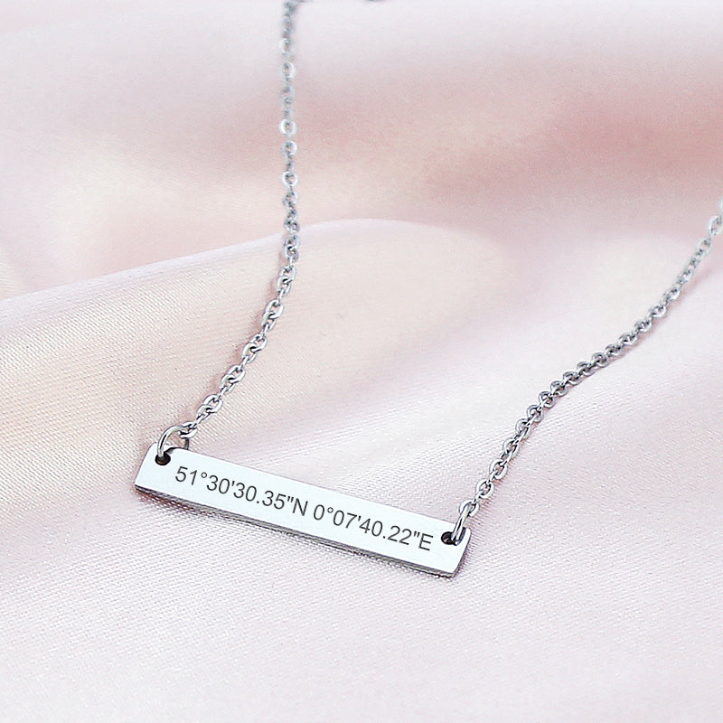 Personalized Bar Coordinate Necklace Longitude And Latitude Necklace Long Distance Necklace - Oarse