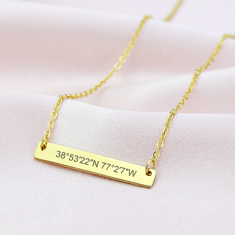 Personalized Bar Coordinate Necklace Longitude And Latitude Necklace Long Distance Necklace - Oarse